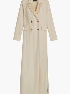 donna karan new york women's blazer maxi dress Long Sleeve Double Breasted Maxi Coat Dress | Gown